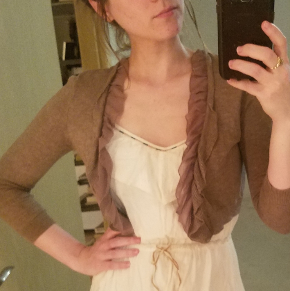 Short Brown Accent Sweater